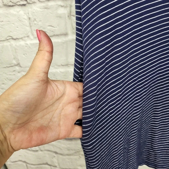 BB Dakota Navy White/Cream Micro Striped Tunic Dress w/pockets Sz S - Picture 5 of 11